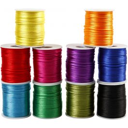 Satinband, Dicke 2 mm, Kräftige Farben, 10x50 m/ 1 Pck [HOB-51551]