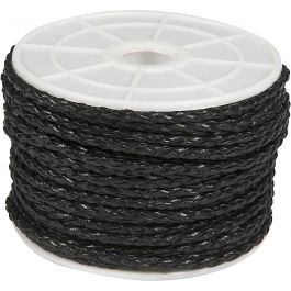 Cordon tressée, ép. 2,5 mm, noir, 25 m/ 1 rouleau [HOB-51556]