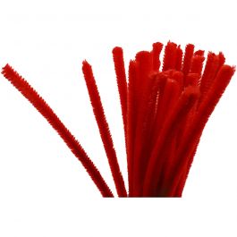 Fil chenille, L : 30 cm, ép. 9 mm, rouge, 25 pièces/ 1 Pq. [HOB-51603]