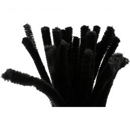 Fil chenille, L : 30 cm, ép. 9 mm, noir, 25 pièces/ 1 Pq. [HOB-51608]