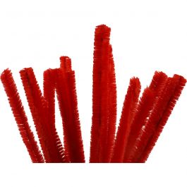 Fil chenille, L : 30 cm, ép. 15 mm, rouge, 15 pièces/ 1 Pq. [HOB-51623]