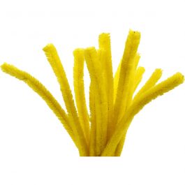 Fil chenille, L : 30 cm, ép. 15 mm, jaune, 15 pièces/ 1 Pq. [HOB-51626]