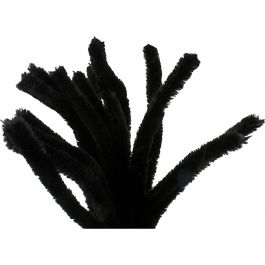 Fil chenille, L : 30 cm, ép. 15 mm, noir, 15 pièces/ 1 Pq. [HOB-51628]
