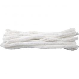 Fil chenille, L : 30 cm, ép. 15 mm, blanc, 15 pièces/ 1 Pq. [HOB-51629]