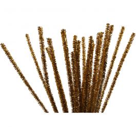 Fil chenille, L : 30 cm, ép. 6 mm, paillettes, or, 24 pièces/ 1 Pq. [HOB-51630]