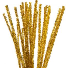 Chenilledraht, L 30 cm, Dicke 6 mm, Glitter, Gold, 24 Stk/ 1 Pck [HOB-51630]