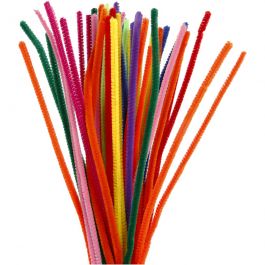 Fil chenille, L : 30 cm, ép. 6 mm, ass. de couleurs, 50 ass./ 1 Pq. [HOB-51636]