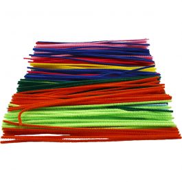 Fil chenille, L : 30 cm, ép. 4 mm, ass. de couleurs, 300 ass./ 1 Pq. [HOB-51640]