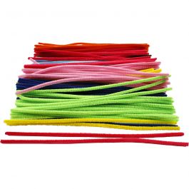 Fil chenille, L : 30 cm, ép. 6 mm, ass. de couleurs, 200 ass./ 1 Pq. [HOB-51642]