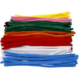 Fil chenille, L : 30 cm, ép. 9 mm, ass. de couleurs, 200 ass./ 1 Pq. [HOB-51644]
