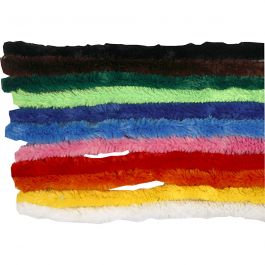 Fil chenille, L : 30 cm, ép. 15 mm, ass. de couleurs, 200 ass./ 1 Pq. [HOB-51646]