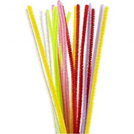 Fil chenille, L : 30 cm, ép. 6 mm, couleurs de printemps, 24 ass./ 1 Pq. [HOB-51649]
