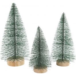 Sapins de Noël, H : 10+13+14 cm, 3 pièces/ 1 Pq. [HOB-51669]