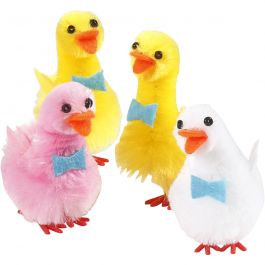 Canards de Pâques, H : 50 mm, rose clair, blanc, jaune, 4 pièces/ 1 Pq. [HOB-51685]