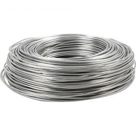 Fil d'aluminium, rond, ép. 2 mm, argent, 100 m/ 1 rouleau [HOB-51715]
