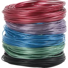 Fil d'aluminium, ép. 1,5 mm, ass. de couleurs, 5x20 m/ 1 Pq. [HOB-51725]