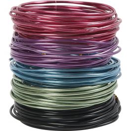 Fil d'aluminium, ép. 3 mm, ass. de couleurs, 5x5 m/ 1 Pq. [HOB-51727]