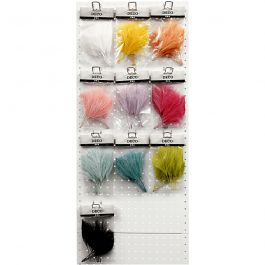 Plumes artificielles, L : 15 cm, L : 8 cm, ass. de couleurs, 10x10 Pq./ 1 Pq. [HOB-51807]