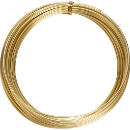 Fil d'aluminium, rond, ép. 2 mm, or, 10m/ 1 rouleau [HOB-518324]