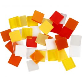 Mini-Mosaik, Größe 10x10 mm, Dicke 2 mm, Harmonie in Rot-Orange, 25 g/ 1 Pck [HOB-51923]