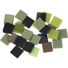 Mini-Mosaik, Größe 10x10 mm, Dicke 2 mm, Grün mit Glitter, 25 g/ 1 Pck [HOB-51925]