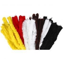 Fil chenille, L : 40 cm, ép. 30 mm, ass. de couleurs, 48 pièces/ 1 Pq. [HOB-51941]