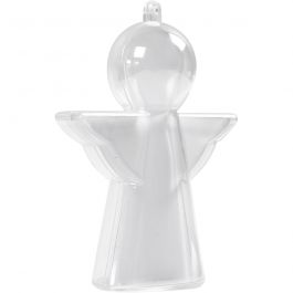 Deko-Engel zum Aufhängen, H 10 cm, Transparent, 4 Stk/ 1 Pck [HOB-52157]