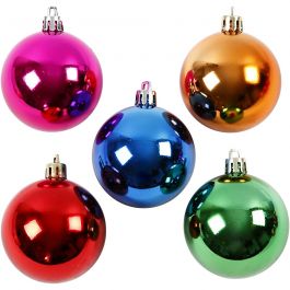 Boules de Noël, d 6 cm, Couleurs vives, 20 pièces/ 1 Pq. [HOB-52165]