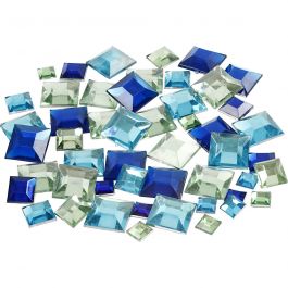 Pierre de strass, Carré, dim. 6+9+12 mm, harmonie bleu/vert, 360 pièces/ 1 Pq. [HOB-52184]
