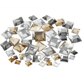 Pierre de strass, Carré, dim. 6+9+12 mm, or brillant, 360 pièces/ 1 Pq. [HOB-52185]