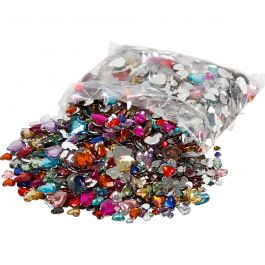 Pierres de strass, d 6+10+14 mm, ass. de couleurs, 2520 pièces/ 1 Pq. [HOB-52233]