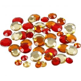 Pierre de strass, rond, dim. 6+9+12 mm, harmonie de rouges, 360 pièces/ 1 Pq. [HOB-52243]