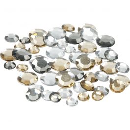 Pierre de strass, rond, dim. 6+9+12 mm, or brillant, 360 pièces/ 1 Pq. [HOB-52245]