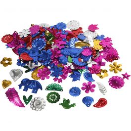 Sequins, dim. 15-45 mm, Couleurs vives, 30 gr/ 1 Pq. [HOB-522510]