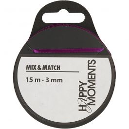 Ruban de satin, L : 3 mm, violet foncé, 15 m/ 1 rouleau [HOB-524505]