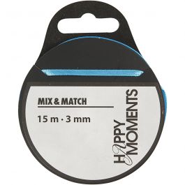 Ruban de satin, L : 3 mm, bleu clair, 15 m/ 1 rouleau [HOB-524508]