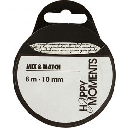 Ruban de satin avec impressions, L: 10 mm, blanc cassé, 8 m/ 1 rouleau [HOB-524621]