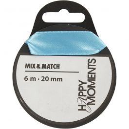 Satinband, B 20 mm, Hellblau, 6 m/ 1 Rolle [HOB-524716]
