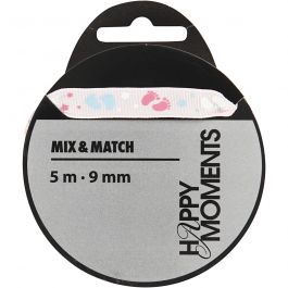 Ruban décoratif, L : 9 mm, rose, 5 m/ 1 rouleau [HOB-525017]