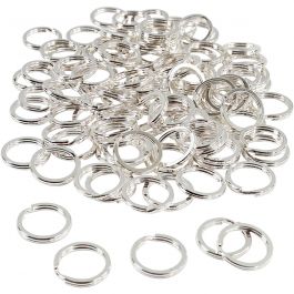 Spaltring, D 15 mm, Versilbert, 100 Stk/ 1 Pck [HOB-52605]