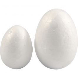 Oeufs en polystyrène, H : 35+48 mm, L : 25+35 mm, blanc, 10 pièces/ 1 Pq. [HOB-54309]