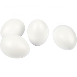 Oeufs en polystyrène, H : 10 cm, blanc, 25 pièces/ 1 Pq. [HOB-54322]