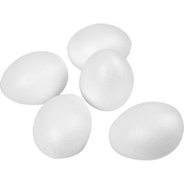 Oeufs en polystyrène, H : 8 cm, blanc, 50 pièces/ 1 Pq. [HOB-543241]