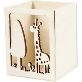 Behälter für Teelicht/Stifte, Giraffe, H 10 cm, L 8 cm, B 8 cm, 1 Stk [HOB-54434]