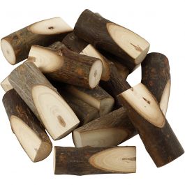 Bouts de bois décoratifs coupés en biais, H : 8 cm, d 2,5-3,5 cm, 15 pièces/ 1 Pq. [HOB-54470]