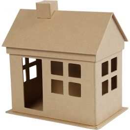 Pappmaché-Haus, H 23 cm, T 14,5 cm, L 22,5 cm, 1 Stk [HOB-54903]