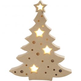 Figurine avec lumière à l'intérieur, sapin de Noël, H : 27 cm, P: 4 cm, L : 21,5 cm, 1 pièce [HOB-54905]