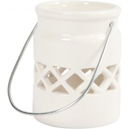 Lanterne, H : 8 cm, d 6,2 cm, blanc, 2 pièces/ 1 Pq. [HOB-555190]