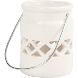 Lanterne, H : 8 cm, d 6,2 cm, blanc, 6 pièces/ 1 Pq. [HOB-55519]
