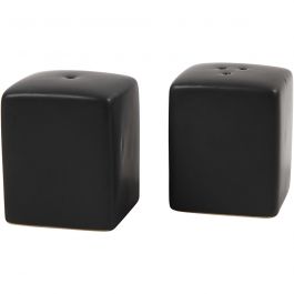 Set de sel et poivre, H : 6 cm, dim. 5x5 cm, mate, noir, 6 set/ 1 Pq. [HOB-55605]